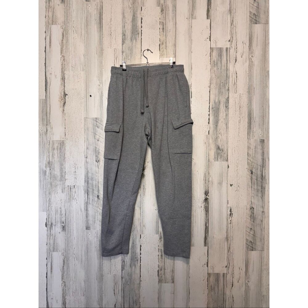Unbranded Gray Fleece Cargo Sweatpants Womens Size Large L Drawstring Joggers